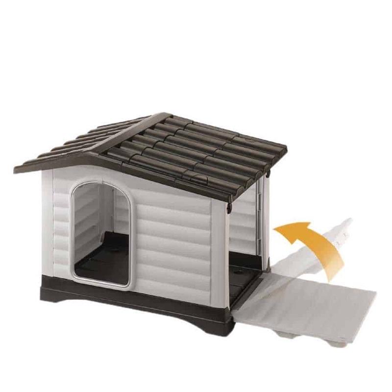 Nhà/ Chuồng cho chó  bằng nhựa 2 cửa có hiên XINDING Pet House 424 sử dụng ngoài trời cho thú cưng