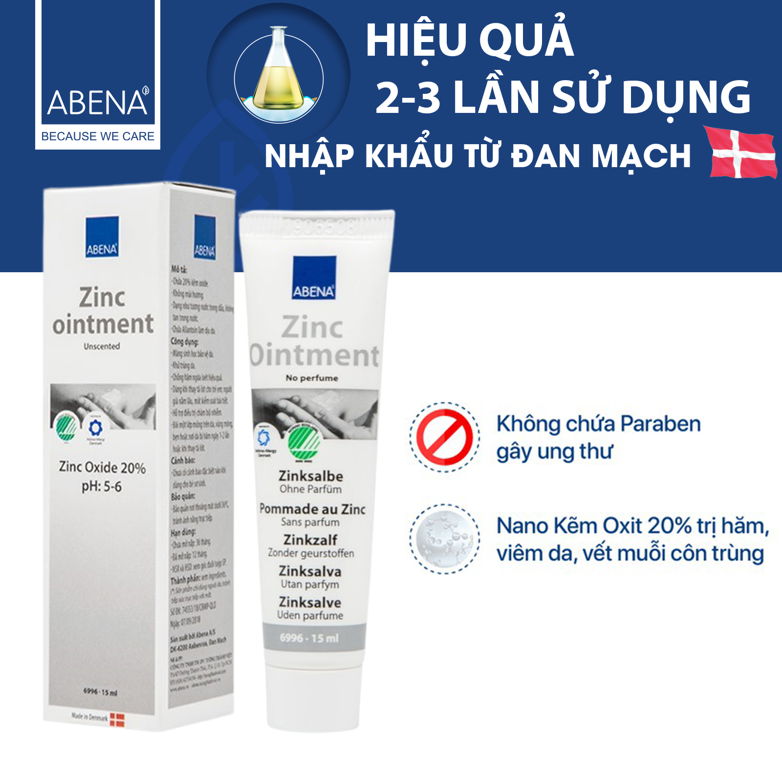 [ HIỆU QUẢ 2-3 LẦN SỬ DỤNG ] - KEM CHỐNG HĂM ABENA ZINC OINMENT 15ML - CHO TRẺ EM VÀ NGƯỜI LỚN