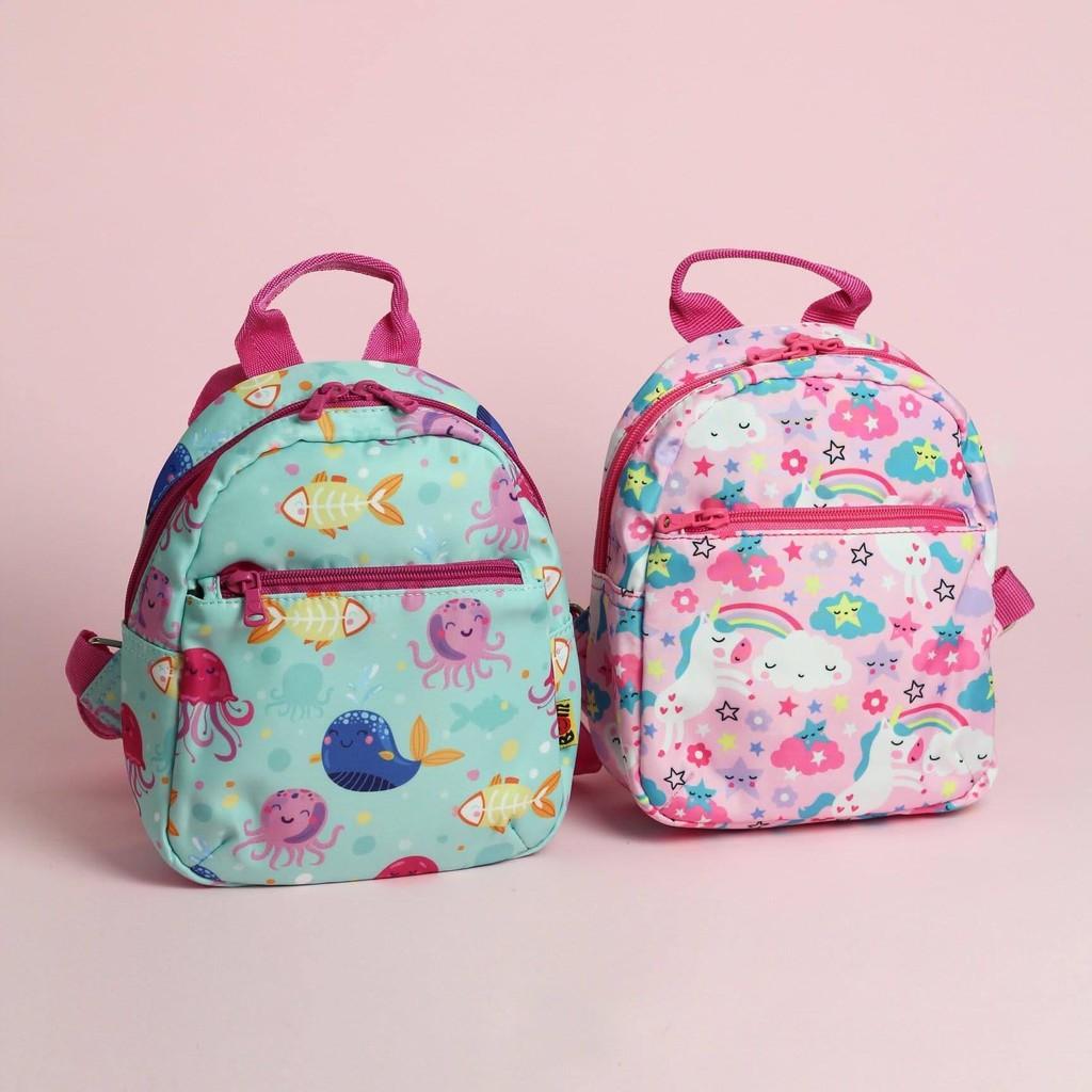Balo mini cho bé mẫu giáo, họa tiết dễ thương, chất liệu vải dù nhẹ mịn - BOM