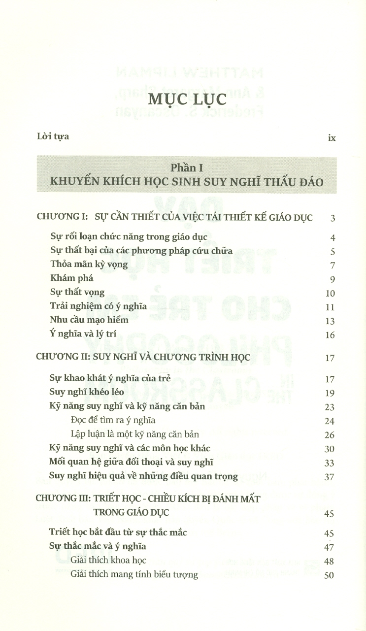 DẠY TRIẾT HỌC CHO TRẺ EM – Matthew Lipman, AnnMargaret Sharp, Frederick S. Oscanayan - Viện IRED - Nxb Tổng hợp Tp. Hồ Chí Minh
