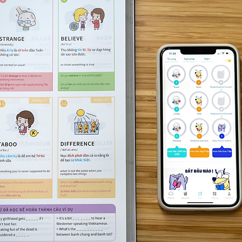 Hack Não 1500 - sách tự học từ vựng theo chủ đề, đi kèm App dạy phát âm của người bản xứ và 4 buổi học Livestream mỗi tuần - tự tin đọc hiểu và giao tiếp tiếng Anh, luyện siêu trí nhớ sau 50 ngày