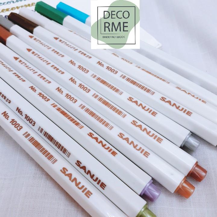Bút brush pen màu metalic ánh kim nhiều màu phụ kiện văn phòng phẩm SJ