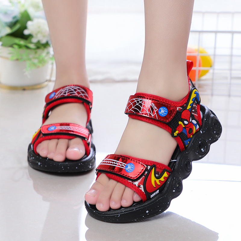 Giày Sandals siêu nhân có đèn đế bằng cho bé - GDS9038, giày êm nhẹ, đế chống trơn, trượt , chống mòn