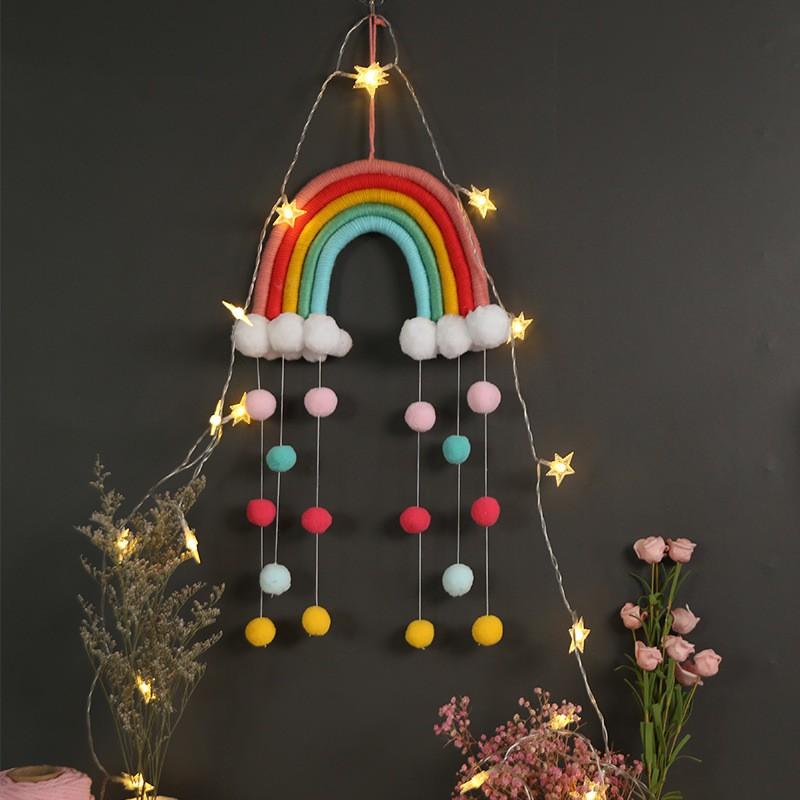 Cầu vồng treo tường, cầu vồng macrame, cầu vồng pompom
