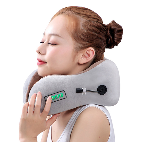 Gối ngủ massage chữ U tạo nhiệt hỗ trợ trị đau mỏi cổ pin sạc YIJIA YJ-818 - Màu ngẫu nhiên. Phù hợp đi tàu, xe, máy bay, văn phòng