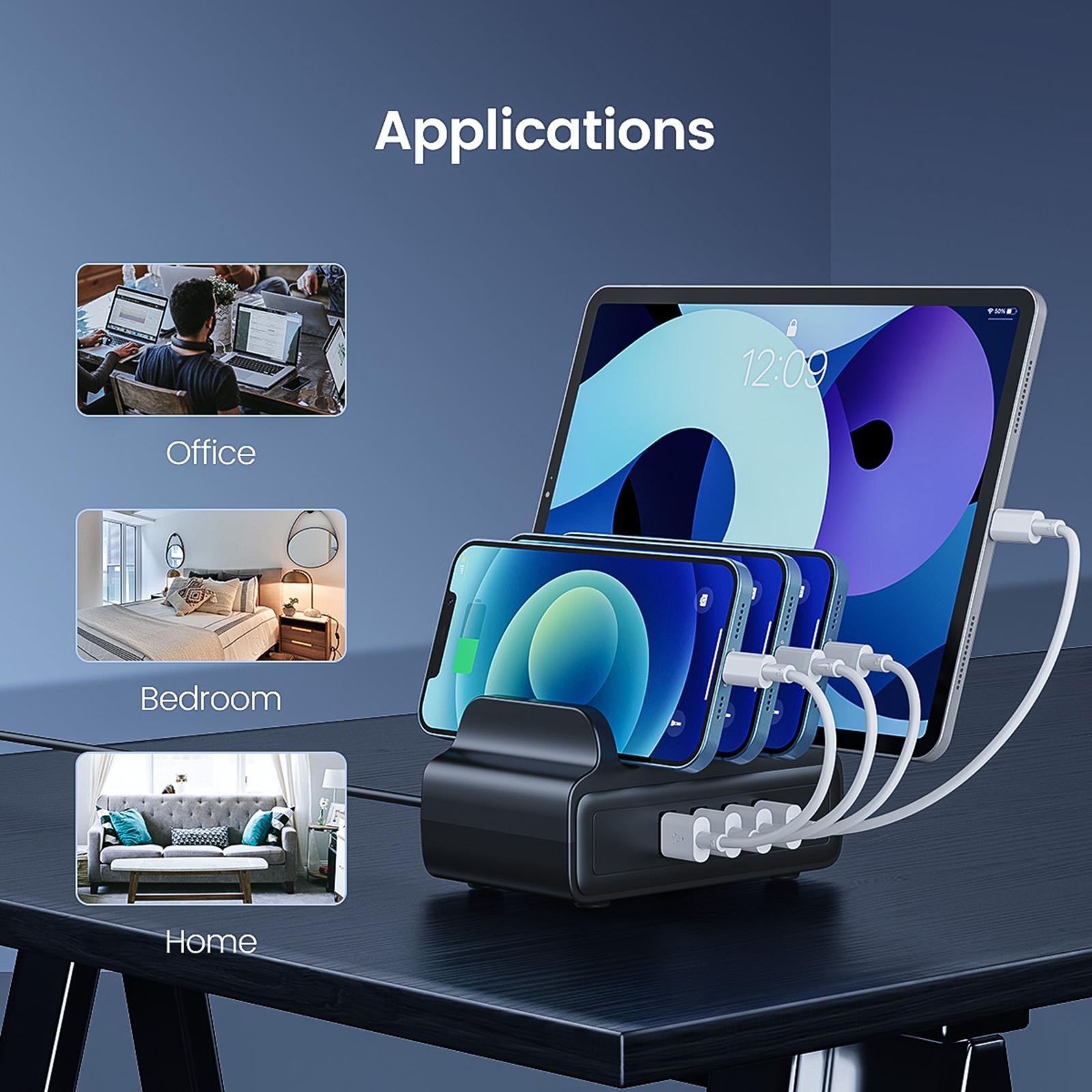 4-Port USB Charging Station Docking Stand Charger for Phones