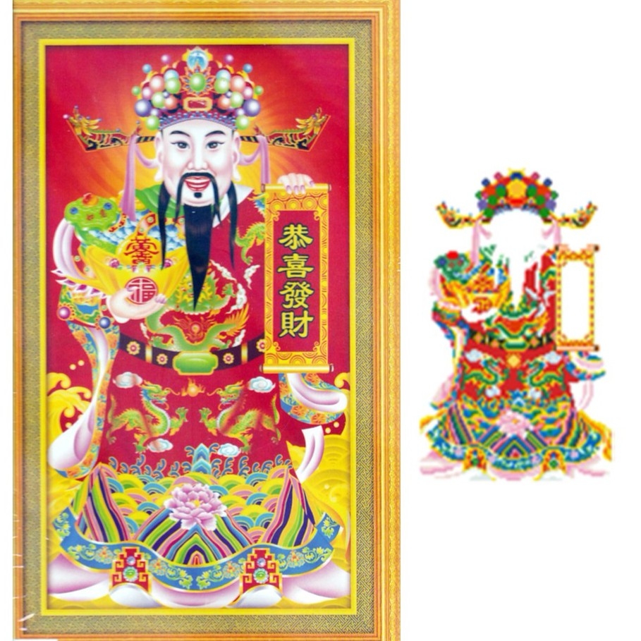 Tranh đính đá Thần Tài chưa đính đá