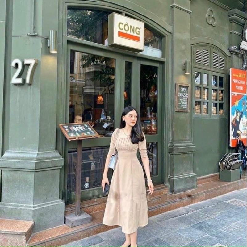 099 -VÁY LI NGỰC MIDI TAY LỞ NUDE