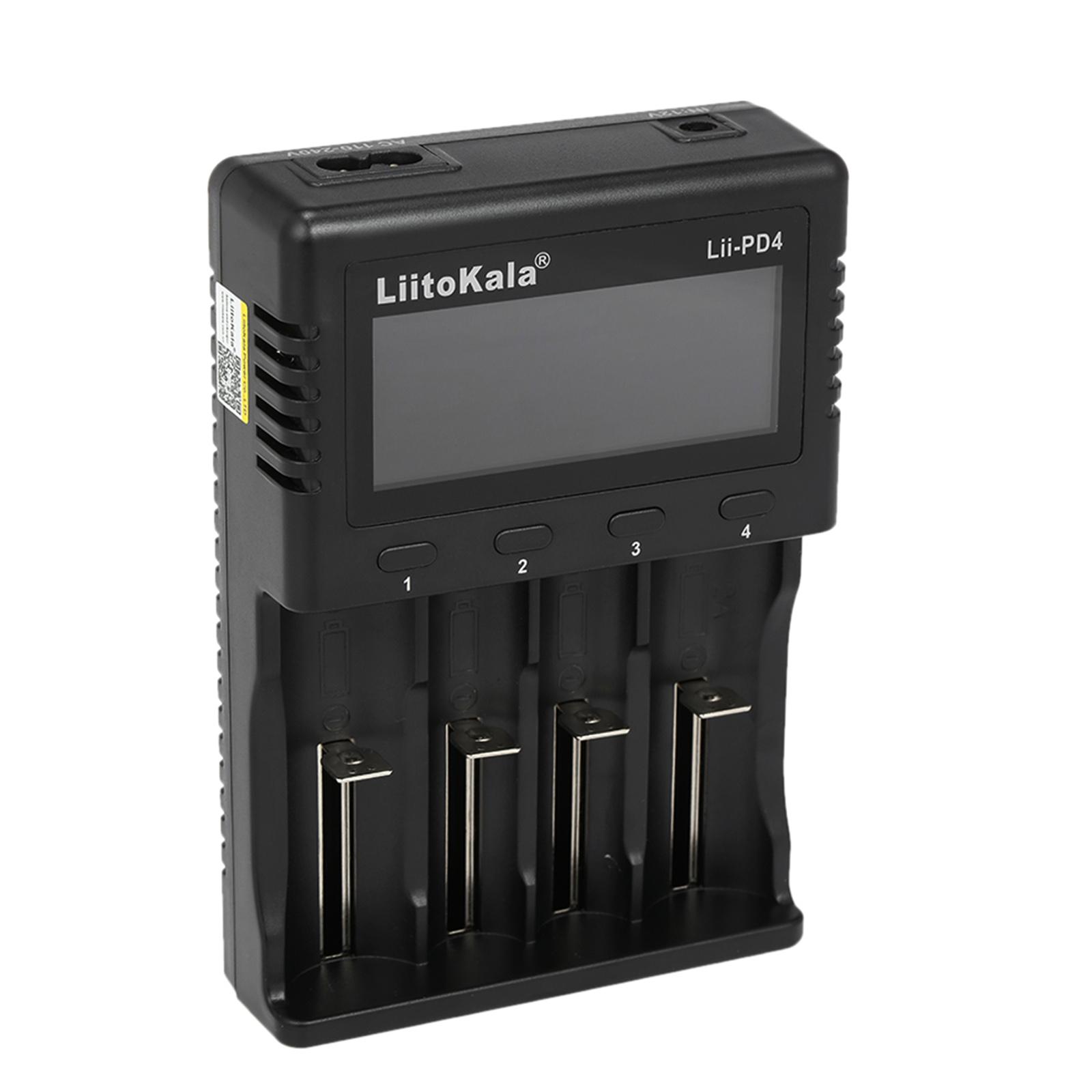 Bộ sạc pin thông minh LiitoKala Lii-PD4 Bộ sạc thông minh w / 4 khe cắm pin Màn hình LCD cho Ni-MH Ni-Cd Li-ion