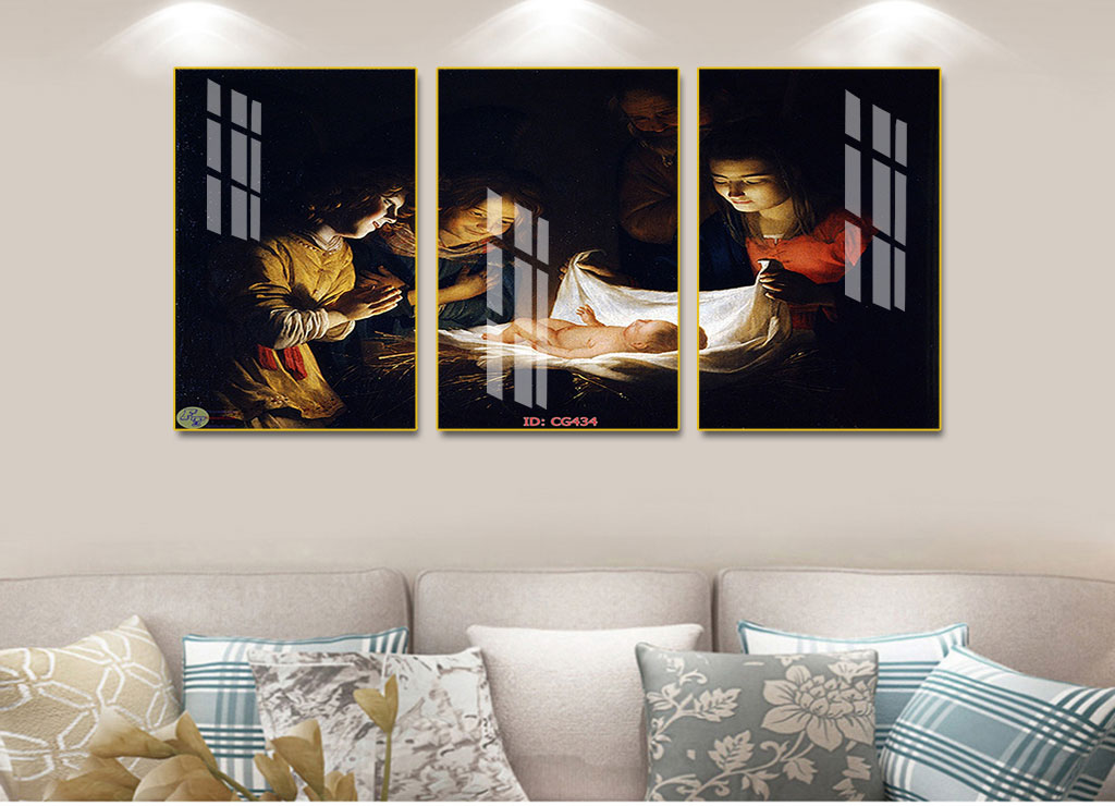 Bộ 3 Tranh Tráng Gương Treo Tường Chủ Đề Công Giáo Cao Cấp