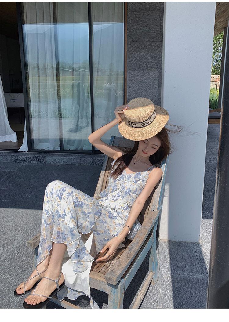 TOBE1SHOP Váy cưới lá sen, nữ tính, dịu dàng, in hoa, váy dài bãi biển.