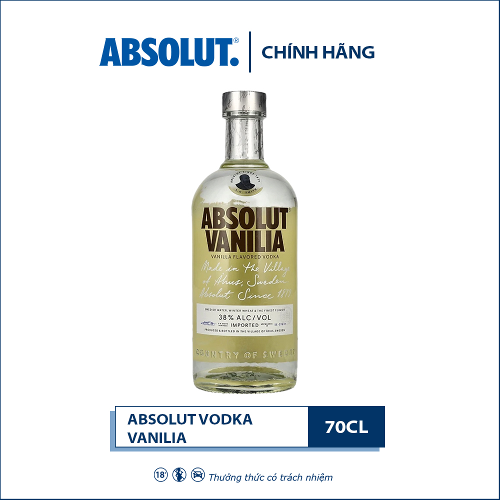 Rượu Vodka Absolut Vị vanilla 700ml 38% - 41% - Không kèm hộp