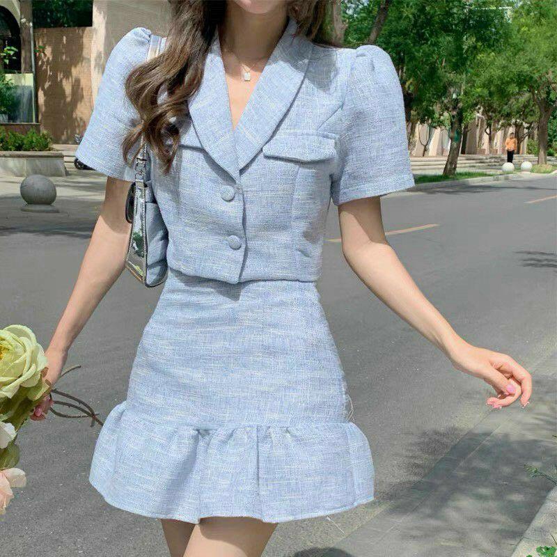 SET ÁO DẠ CROPTOP VÀ CHÂN VÁY ĐUÔI CÁ