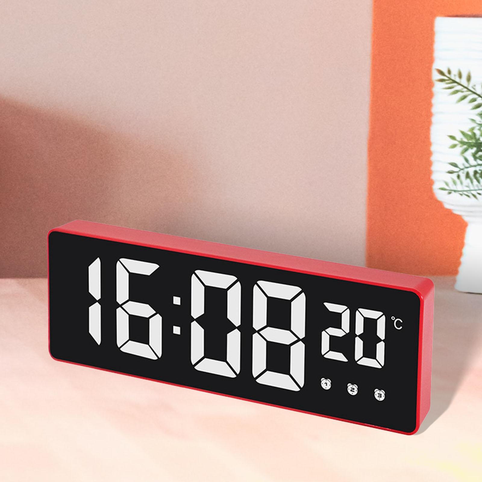 Digital Clock, LED Clock for Bedroom, Electronic Desktop Clock with Temperature Display, Adjustable Brightness, Voice Control