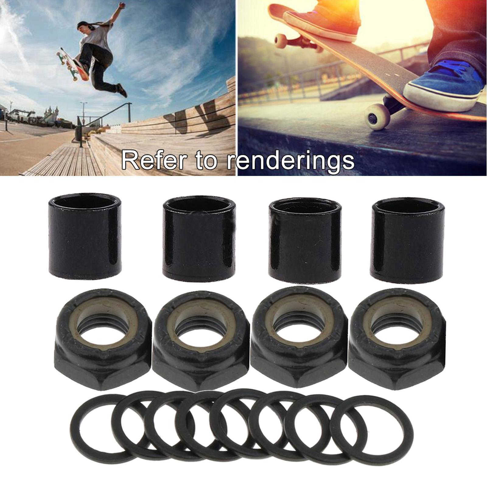 2X Skateboard Truck Axle Washers Spacers Nuts Longboard Rebuild Hardware Black