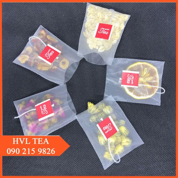 Túi Lọc Trà Lưới Tam Giác, 100 Túi Lưới Lọc Trà Hàn Nhiệt, Có Dây Nhúng