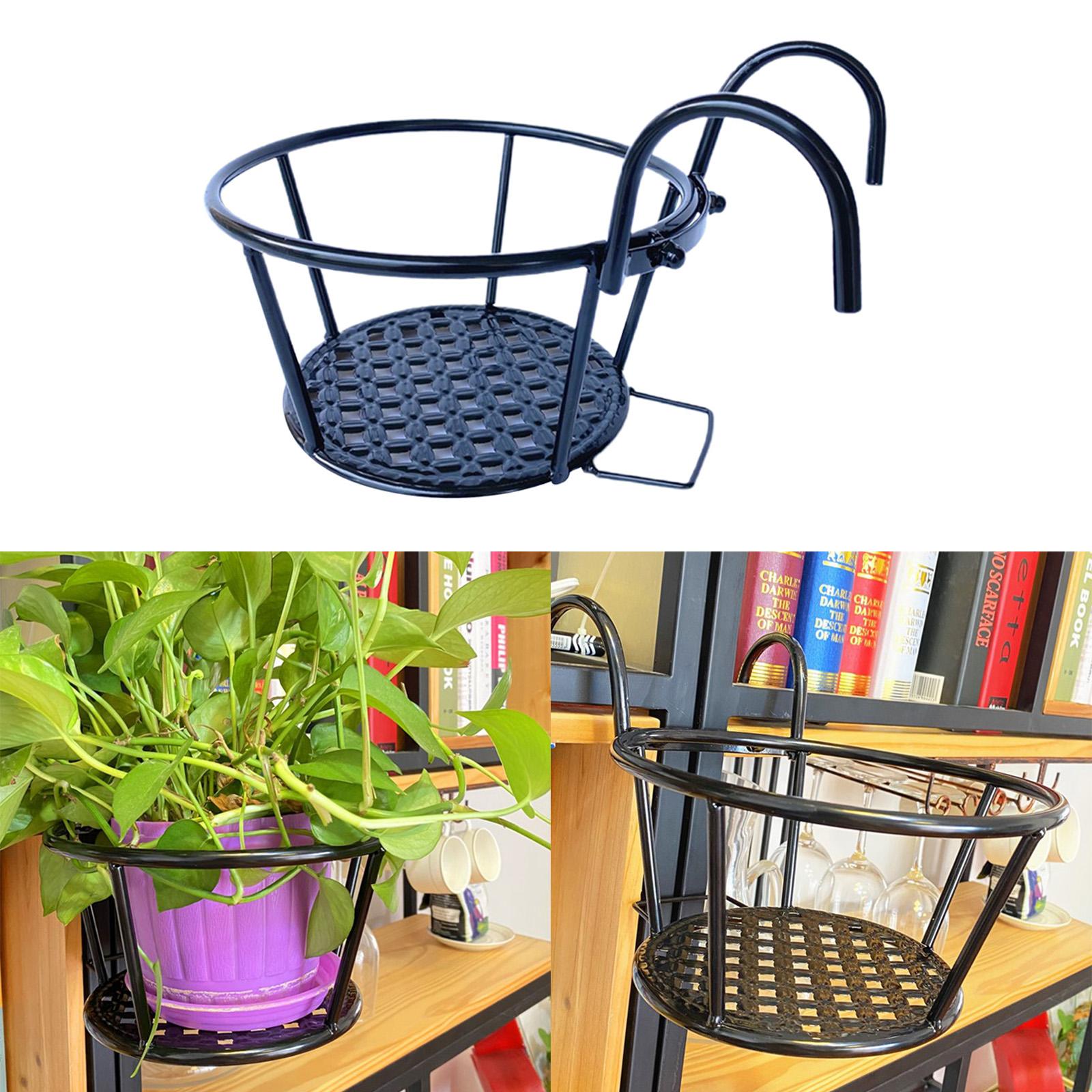 Hanging Railing Planter Flower Pot Holder Plant Holder for Indoor Use Black