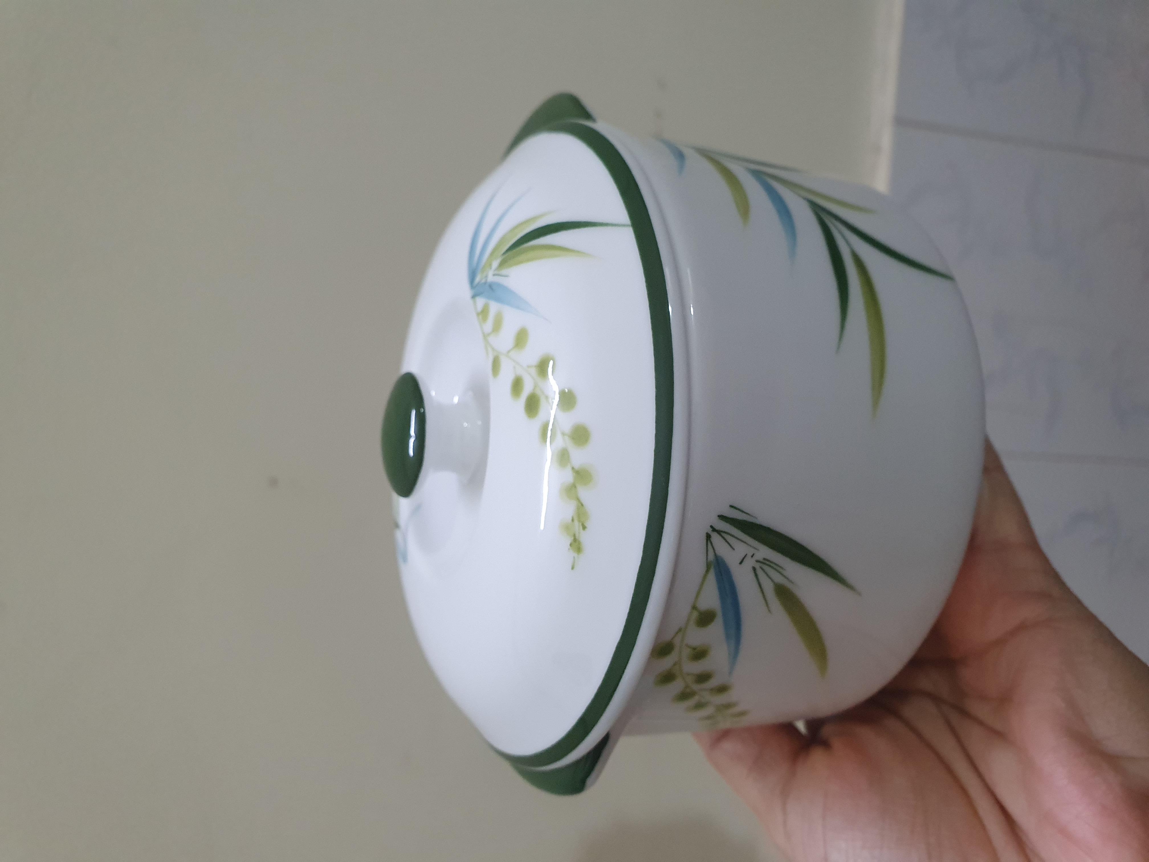 Thố, hũ hai tai có nắp Decor thức ăn, đựng mỡ, đựng muối, dung tích 600ml gốm sứ Bát Tràng