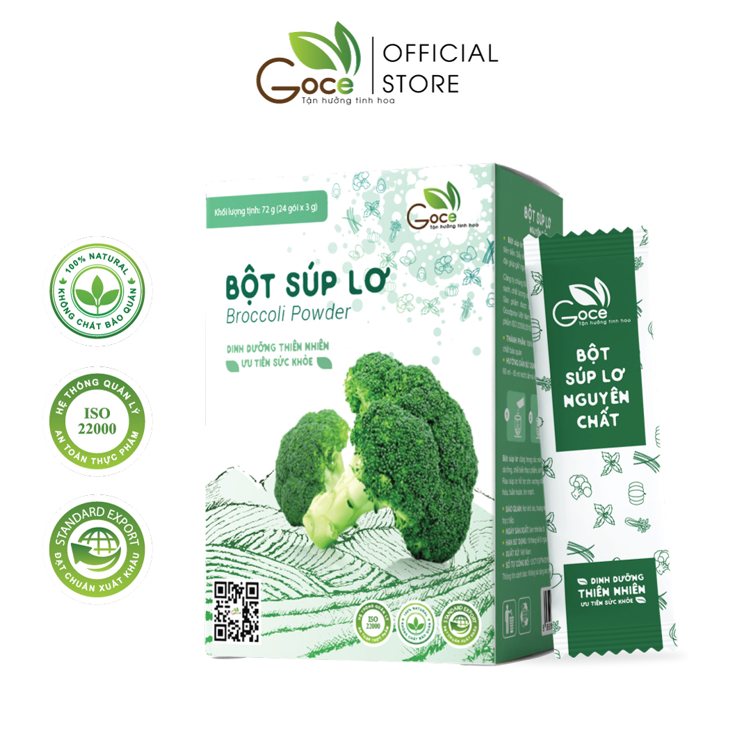 Bột súp lơ nguyên chất Goce (Bông cải xanh) - 72g (24 gói x 3g)