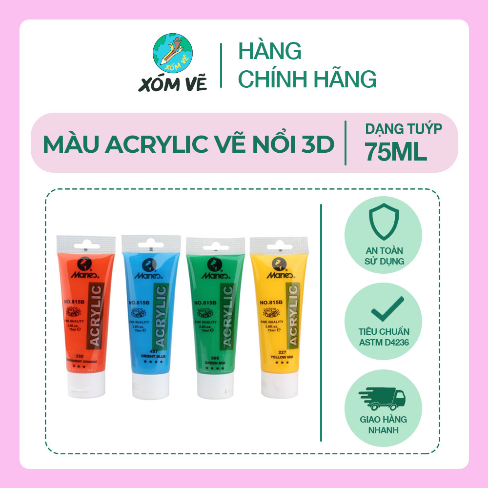 Màu acrylic vẽ nổi 3D tuýp 75ml