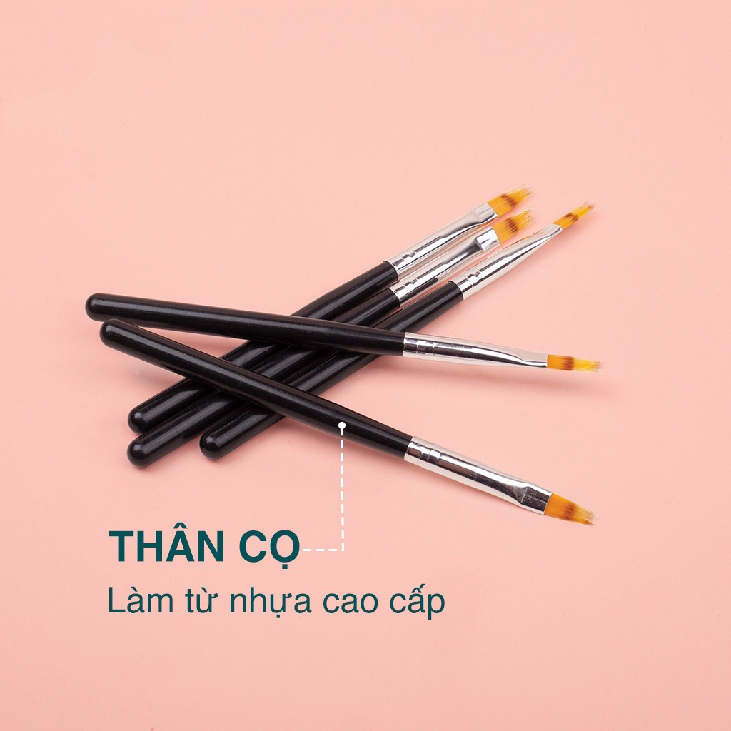 Cọ ombre đầu dẹt cán nhựa đen - Cọ nails trang trí dành cho thợ làm móng