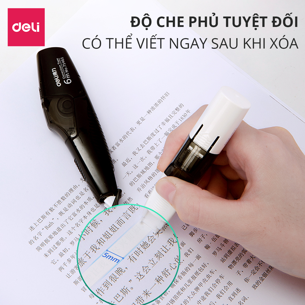 Băng xóa kèm 2 lõi thay thế - màu đen trắng- 71462