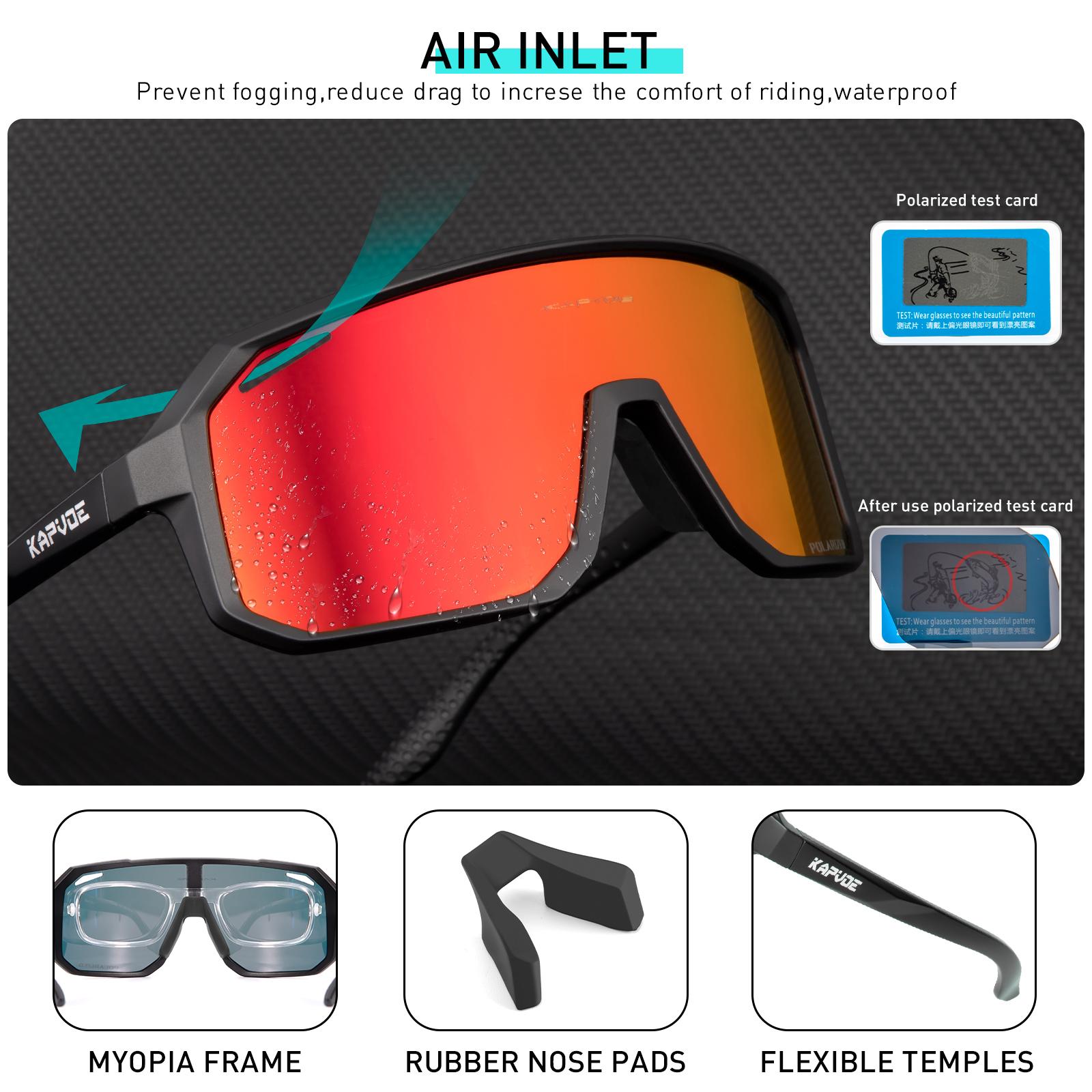 Kính Đi Xe Đạp Kapvoe Nam Kính Mát Đi Xe Đạp MTB UV400 Phân Cực Tích Hợp Khung Cận Thị Kính Xe Đạp Thể Thao Ngoài Trời Kính Mắt Color: 10 Lenses Color: Polarized-1LENS