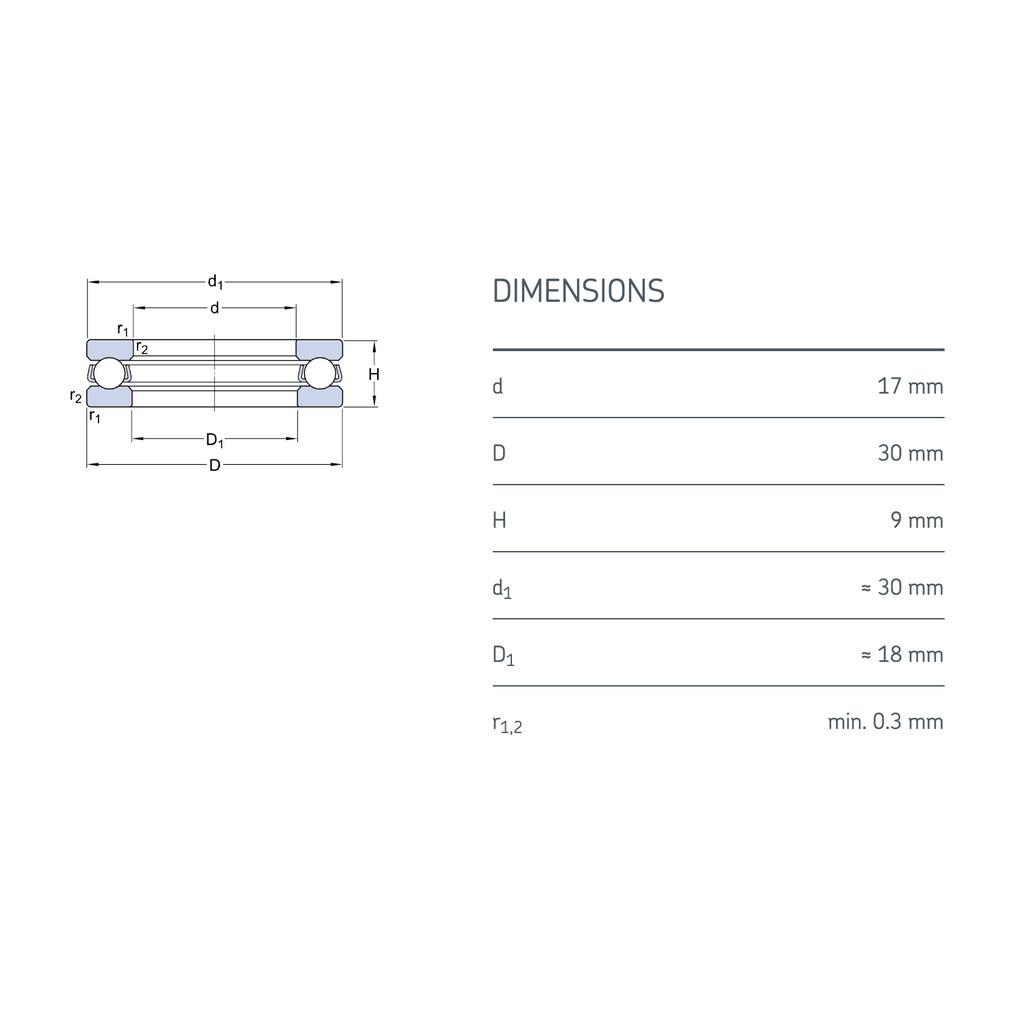 Vòng bi bạc đạn 51103 SKF chính hãng - Vòng bi chặn trục 1 hướng - Vòng bi tỳ