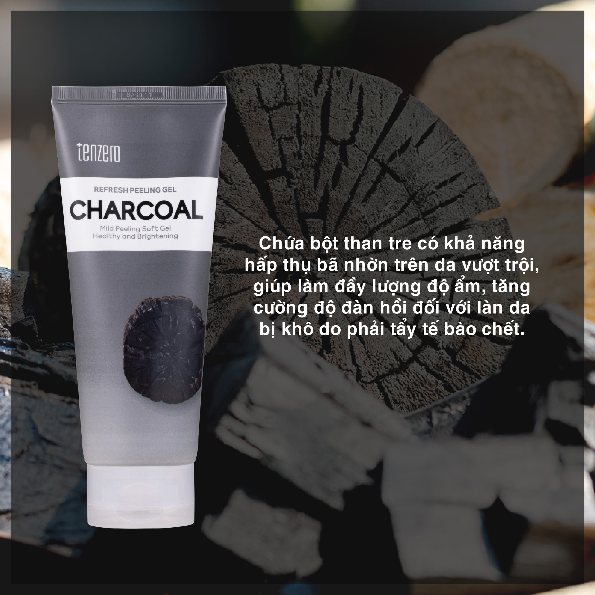 Tẩy Tế Bào Chết Dạng Gel Không Chứa Hạt Tenzero Refresh Peeling Gel Charcoal 180ml