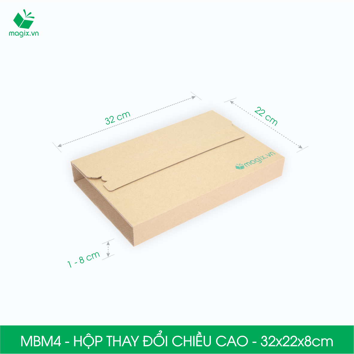 MBM4 - 32x22x8cm - Combo 20 Hộp carton thay đổi chiều cao - Thùng carton đóng hàng