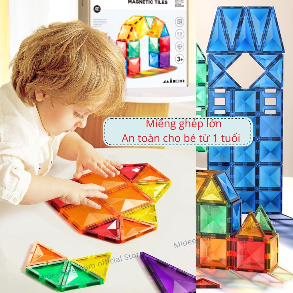 Xếp Hình Nam Châm lắp ráp Mideer Colorful Magnetic Tiles ghép hình nam châm ánh sáng