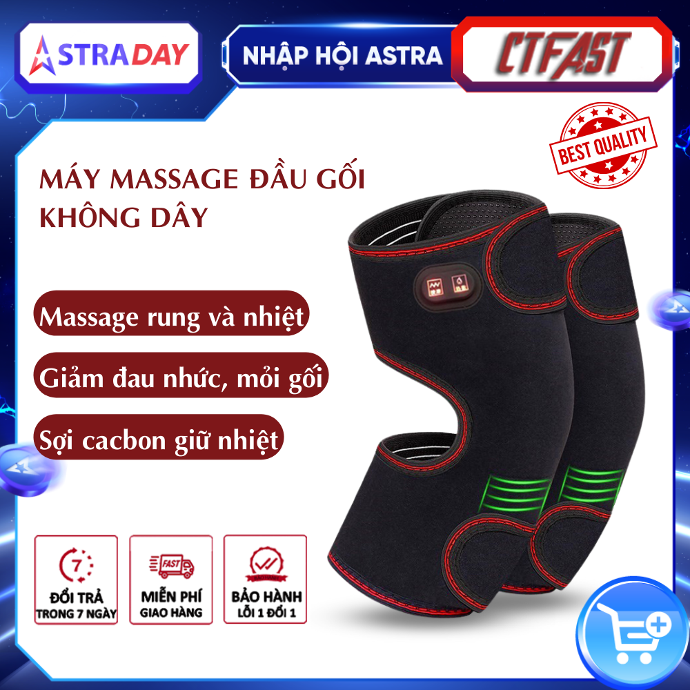 Máy massage đầu gối không dây thông minh CTFAST: Công nghệ mát xa rung kết hợp nhiệt hồng ngoại, hỗ trợ điều trị đau khớp gối, pin sạc 6000mAh, chất liệu dễ dàng vệ sinh