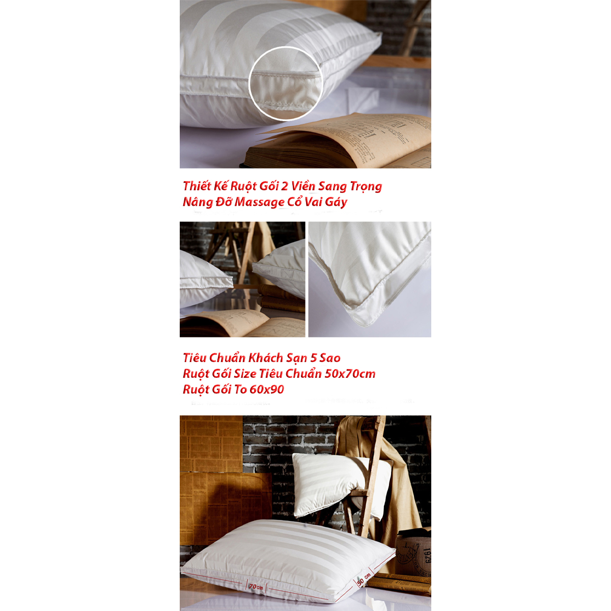 Ruột Gối Nằm Khách Sạn DADA
- Gòn Polyester Nâng Đỡ Vai Gáy