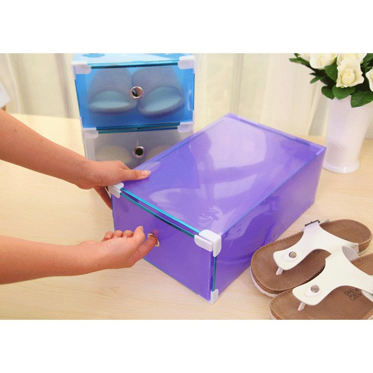Bộ 8 Hộp Đựng Giày Trong Suốt Có Ngăn Kéo Viền Kim Loại