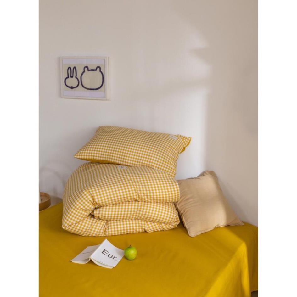 Bộ chăn ga gối Cotton TC Chăn ga gối sọc caro 4 món