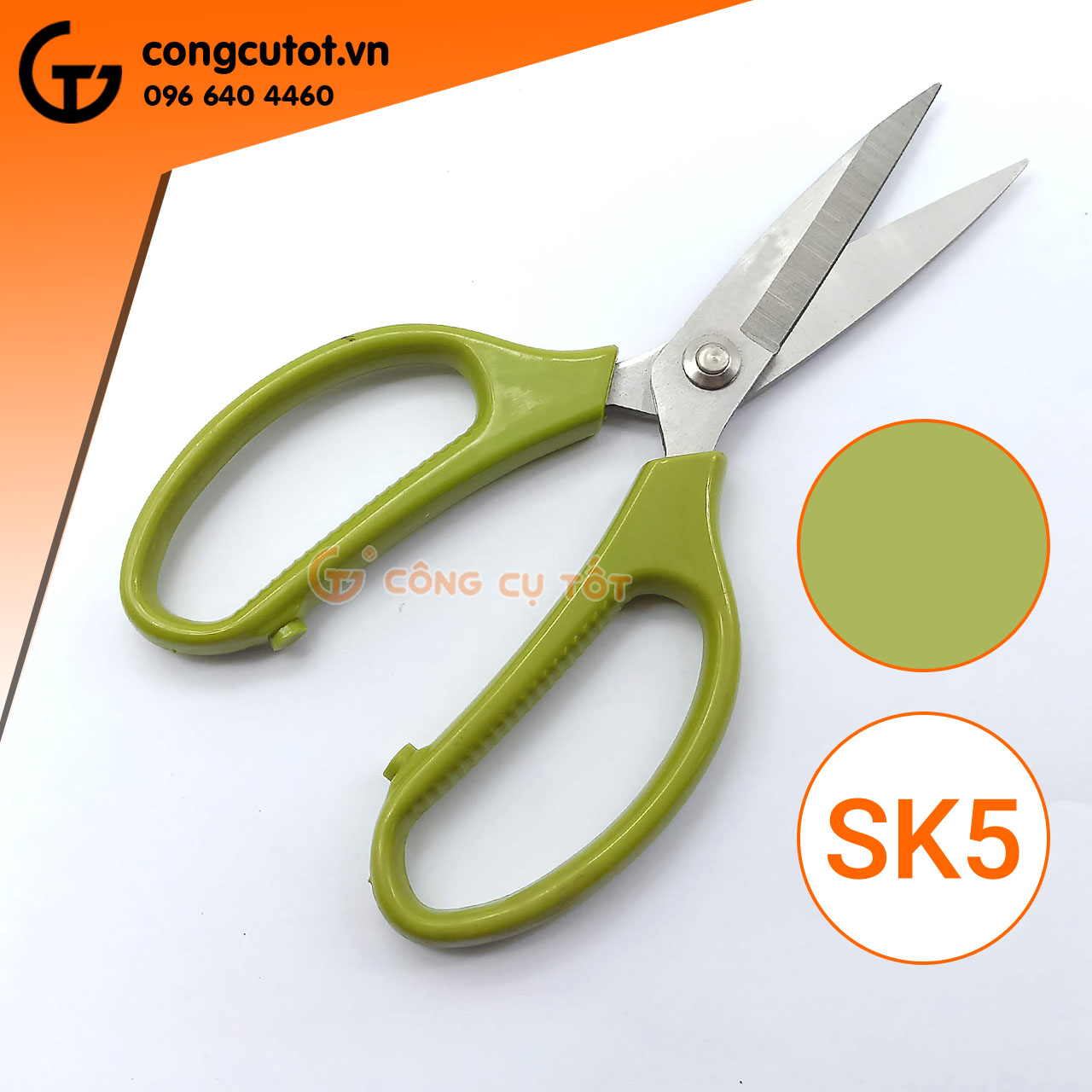Kéo 210mm thép SK5 cán bọc nhựa xanh cốm
