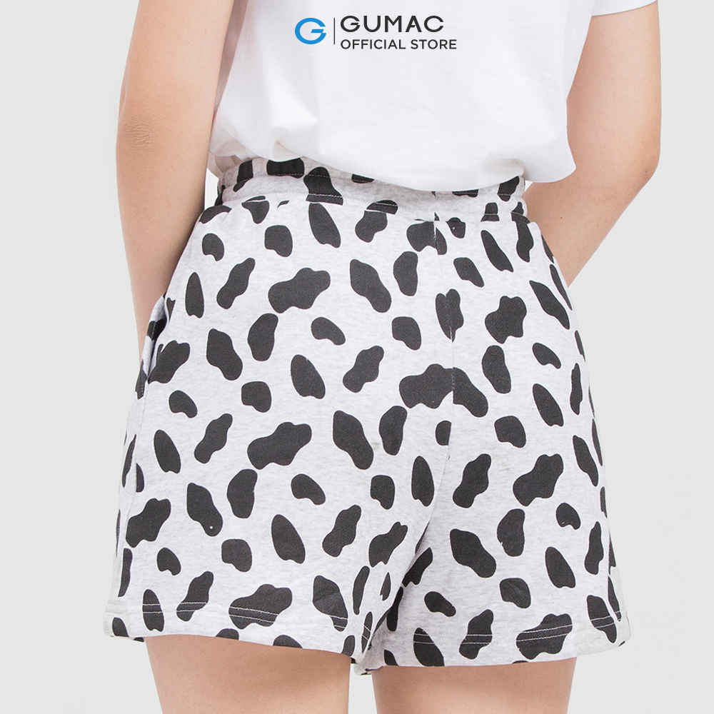 Quần short nữ GUMAC QC04010 in vân bò sữa dễ thương - ĐEN