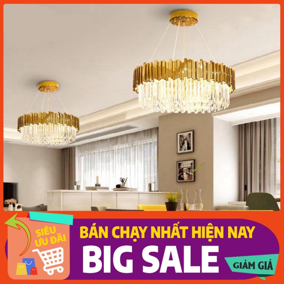 Đèn chùm pha lê loại tròn và hình chữ nhật phong cách hiện đại trang trí nội thất sang trọng