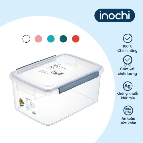 Thùng thực phẩm Inochi - Hokkaido 18l Thân Trắng trong + Nắp Trắng trong/Xanh/Đỏ