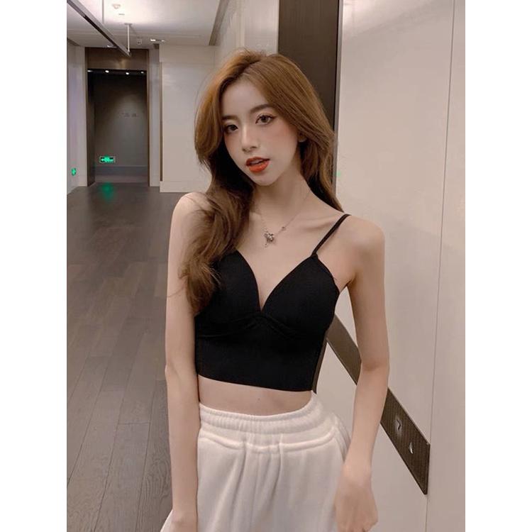 M47. Áo bra su trơn, áo 2 dây croptop kiểu nữ đẹp sang chảnh 2022 có sẵn mút ngực