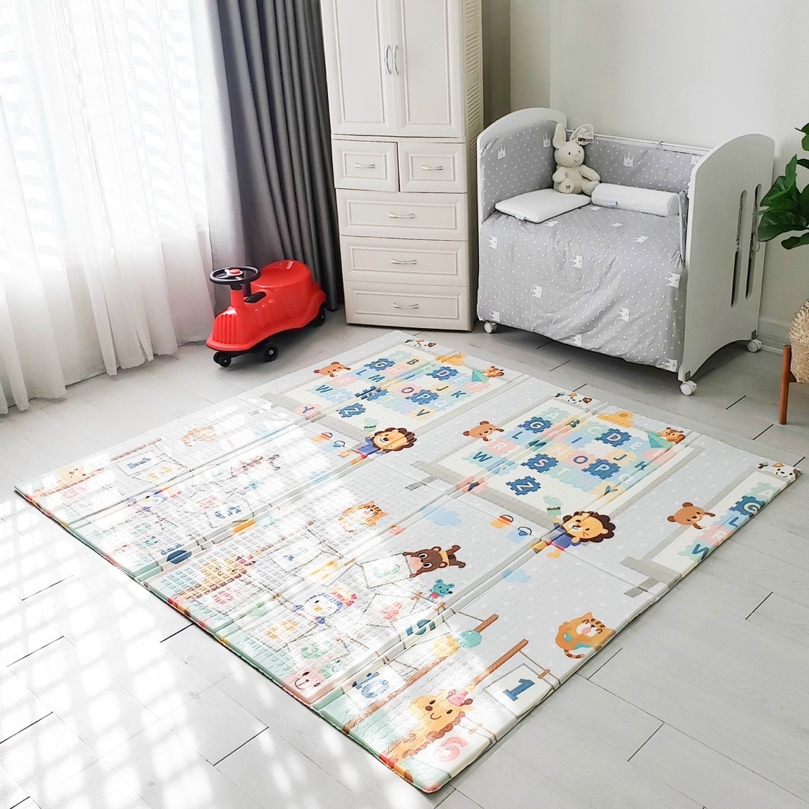 Thảm gấp gọn chống thấm  2 mặt Umoo chính hãng kích thước 180x200cm dày 1.5cm mẫu Chữ số