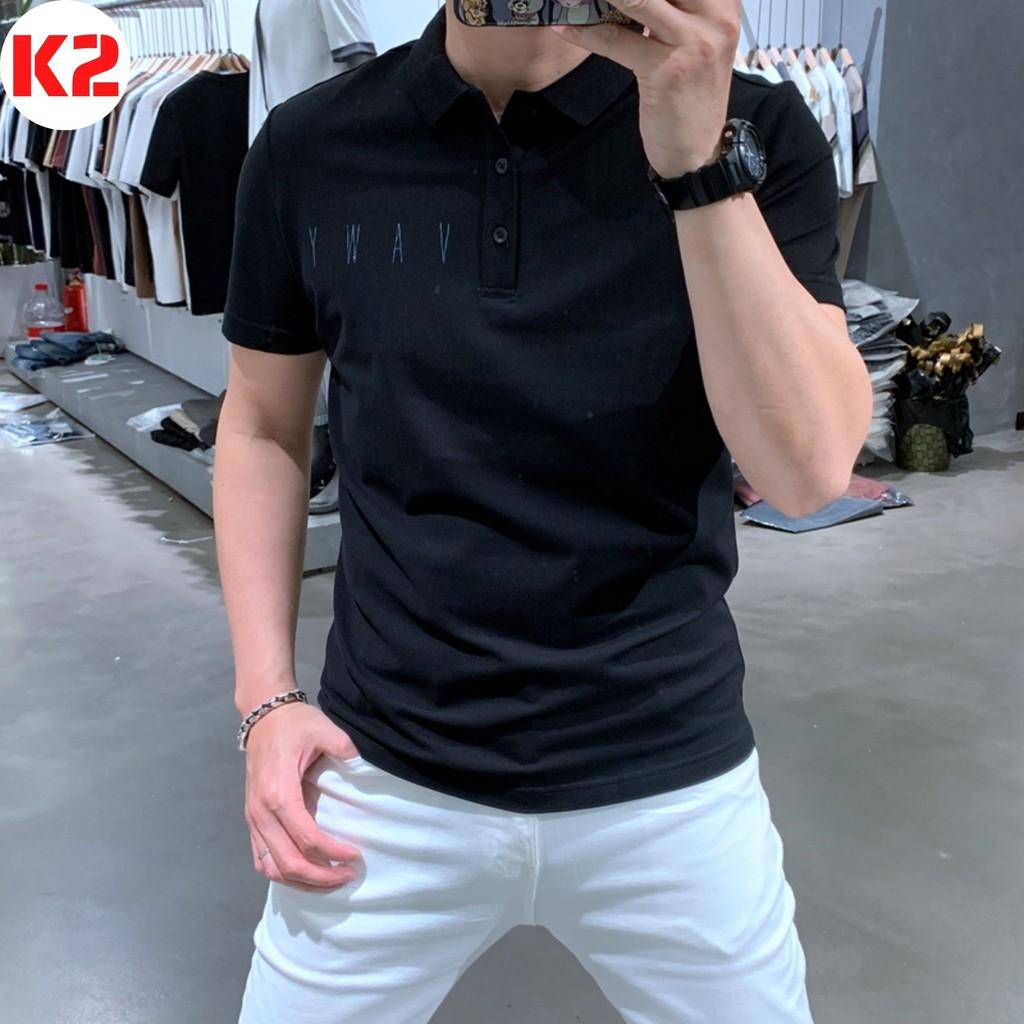 Áo polo, áo thun nam THÊU CHỮ cổ bẻ ngắn tay vải CVC cá sấu full size K12-TSSTORE95