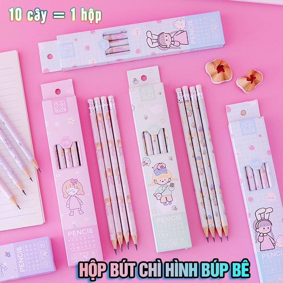 Hộp 10 bút chì chuốt hình Búp bê - nhiều mẫu