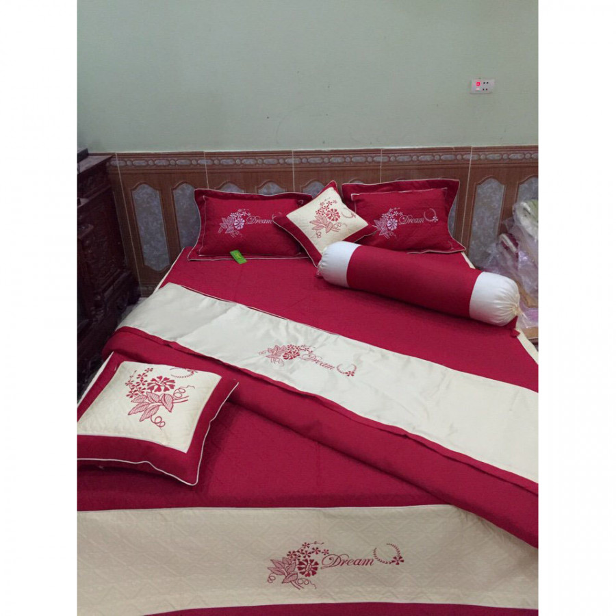 Bộ Ga Gối Xoan Satin Cao Cấp - Bộ 7 Món