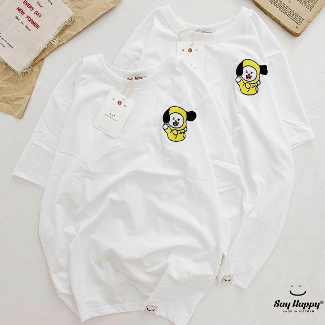 Áo thun thêu hình ulzzang - ẢNH THẬT