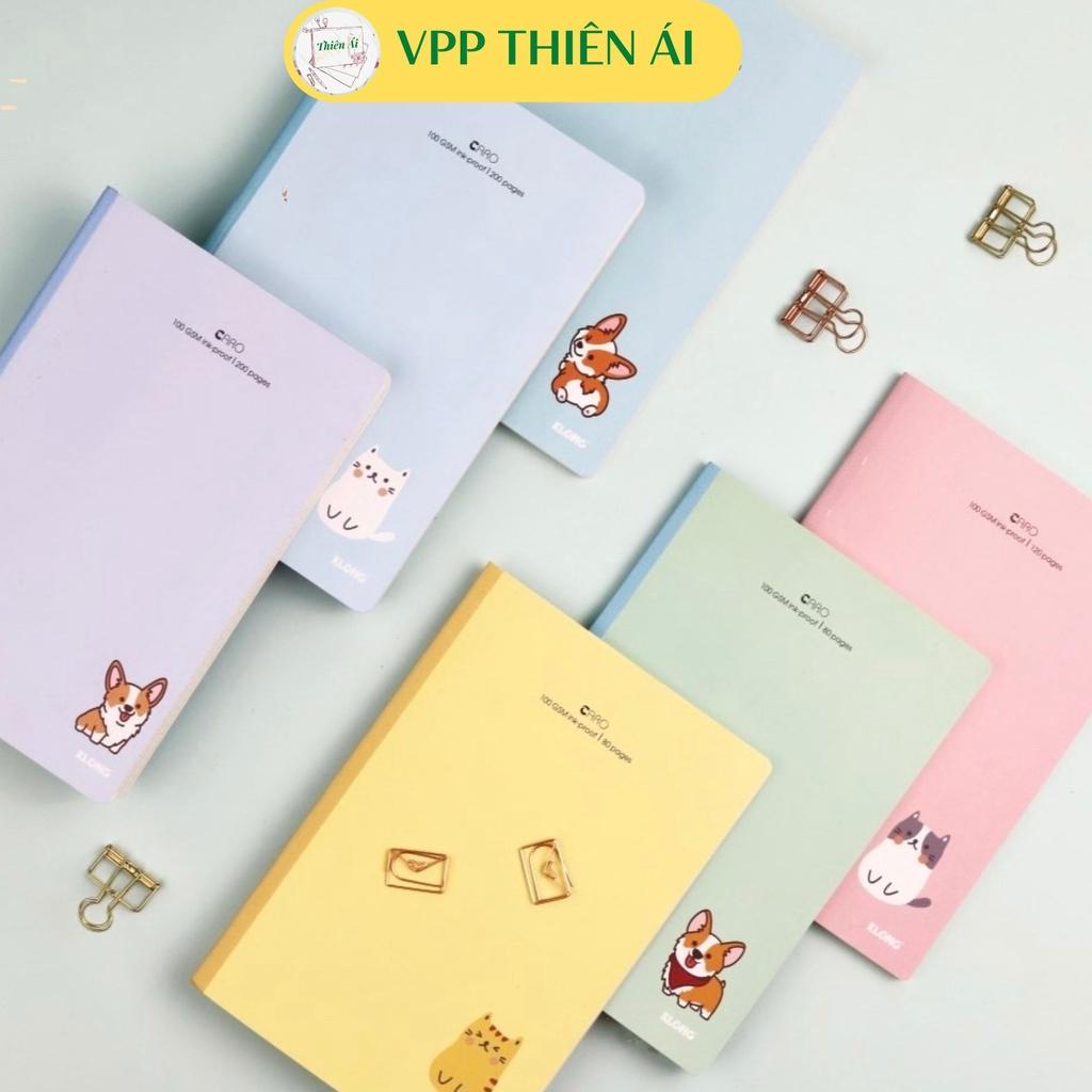 Vở Caro B5 80tr, 120tr, 200tr Klong, vở may dán gáy, sổ lined bìa màu pastel siêu xinh - VPP Thiên Ái