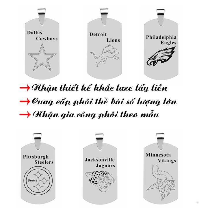 Mặt dây chuyền thẻ bài inox MDC158 Không đen không gỉ sét
