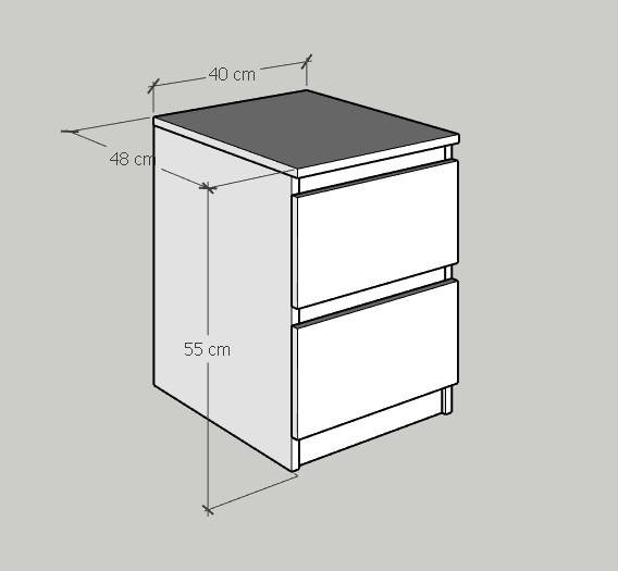 [Happy Home Furniture] DOOBIE,  Táp đầu giường  - 2 ngăn kéo ,  40cm x 48cm x 55cm ( DxRxC), THK_002