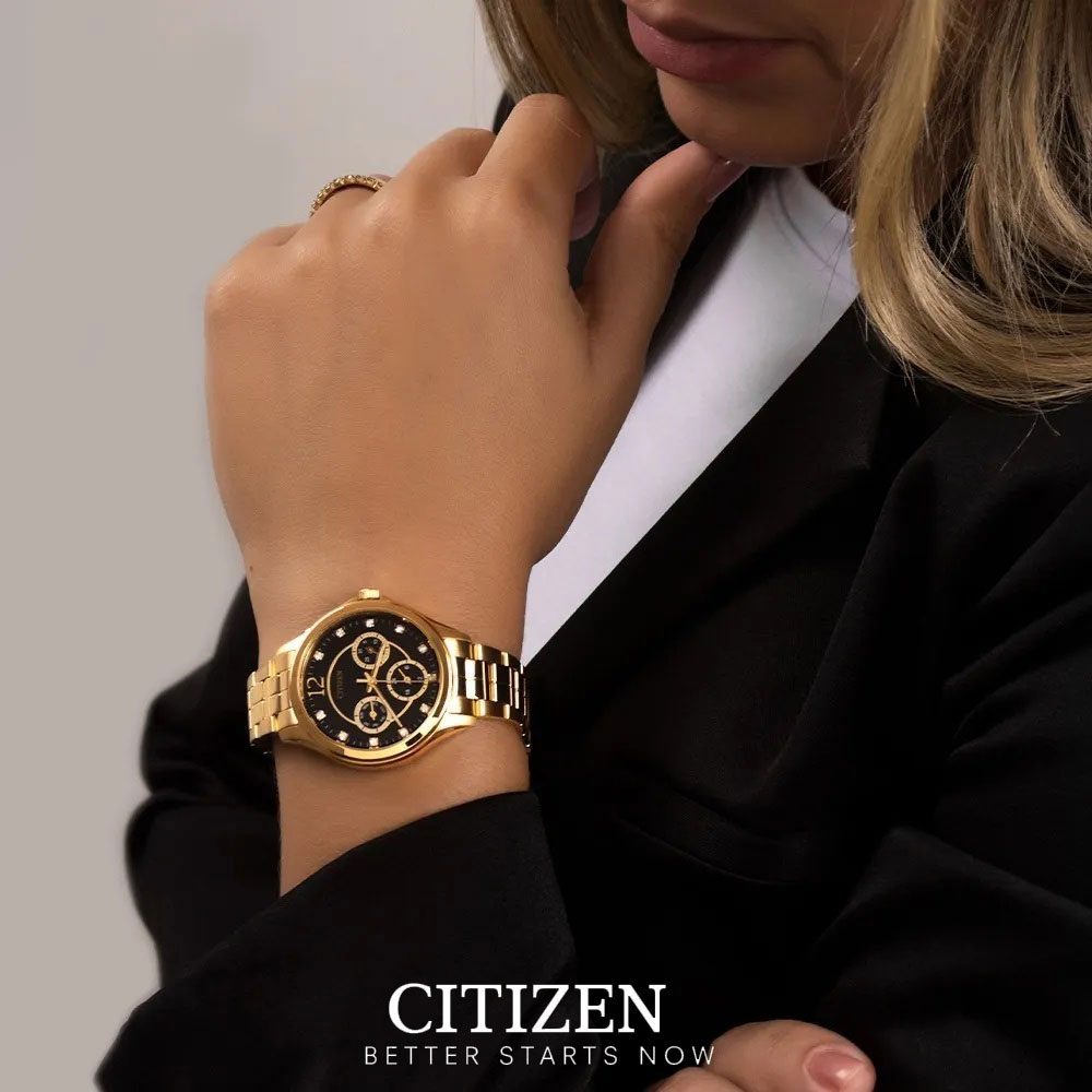 Đồng Hồ Nữ Citizen Đính Đá Swarovski Dây Thép Không Gỉ ED8142-51E - Mặt Đen