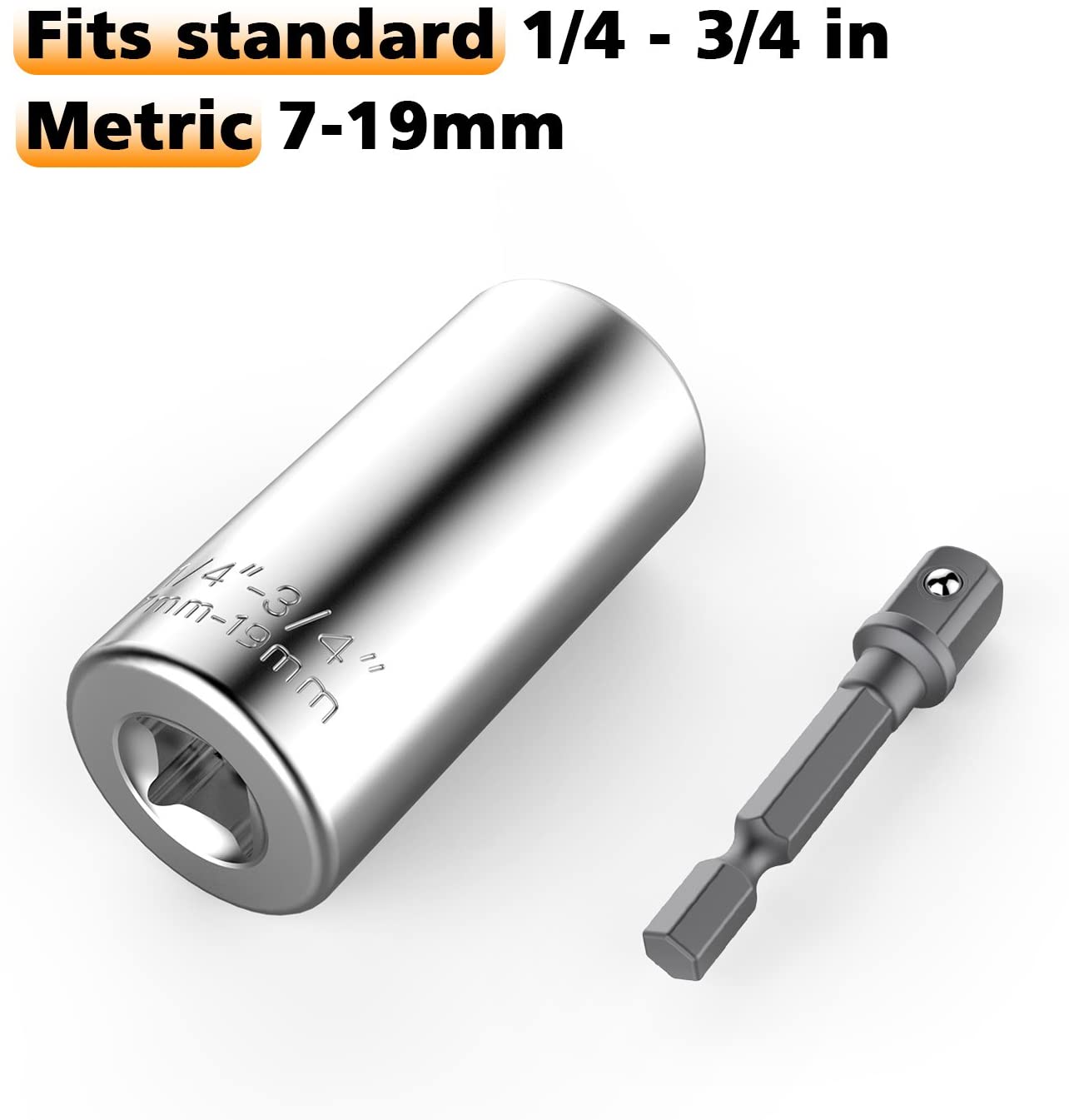 Ổ cờ lê đa năng 7mm - 19mm vặn vít gắn vào máy khoan 2 cạnh, 3 cạnh, 4 cạnh, 5 cạnh, 8 cạnh, lục giác phù hợp mọi hình dạng đầu vít